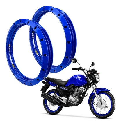 Par de Aros de Roda GS Monaco Honda Cg 125 150 160 Titan Fan Start 1.85x18 Azul