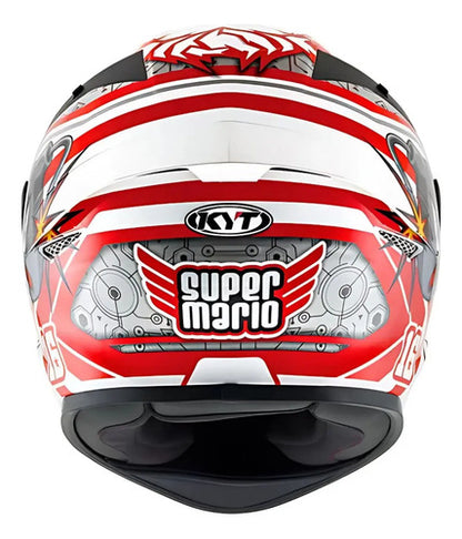 Capacete KYT TT-Course Super Mario Branco Vermelho Brilhante