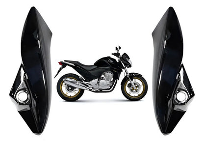 Par de Bananinhas Carenagens Laterais do Farol Paramotos Honda Cb 300r 2009 a 2012 Preto Brilhante