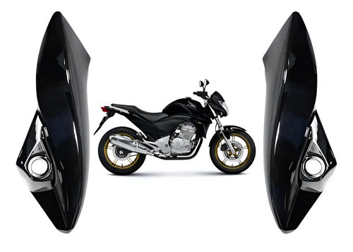 Par de Bananinhas Carenagens Laterais do Farol Paramotos Honda Cb 300r 2009 a 2012 Preto Brilhante