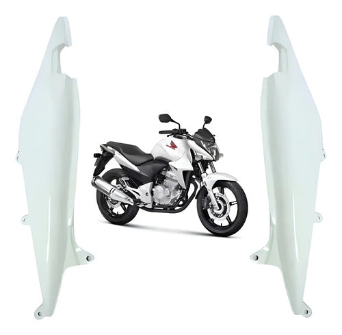 Par de Rabetas Laterais Paramotos Honda Cb 300r 2013 em diante Branco Perolizado