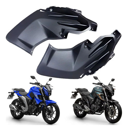 Par de Acabamentos Internos da Aba do Tanque Paramotos Yamaha Fazer Fz25 250 2018 a 2025 Preto