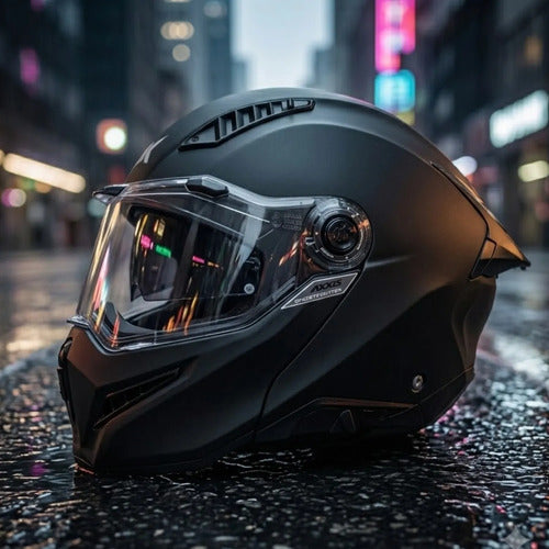 Capacete Escamoteável Axxis Ghostfighter SV Solid com Óculos Solar Interno Preto Fosco Tamanho 60