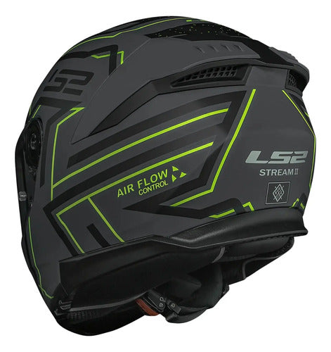 Capacete LS2 FF808 Stream II Maze com Óculos Solar Interno Cinza Preto Fosco