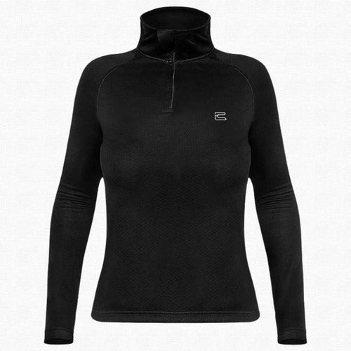 Blusa Térmica Segunda Pele Curtlo Thermoskin Gola Alta com Meio Zíper Feminina Preto