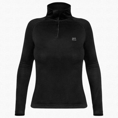 Blusa Térmica Segunda Pele Curtlo Thermoskin Gola Alta com Meio Zíper Feminina Preto