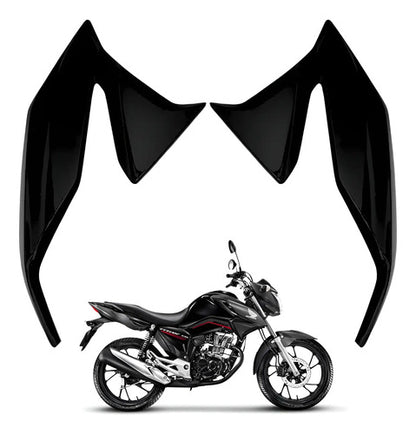Par de Aletas Abas do Tanque Paramotos Honda Cg 160 Titan 2022 a 2024 Preto Fosco