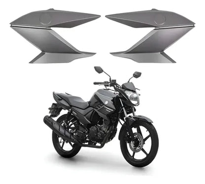 Par de Guias de Ar Abas do Tanque Paramotos Yamaha Fazer 150 2016 a 2017 Cinza Fosco