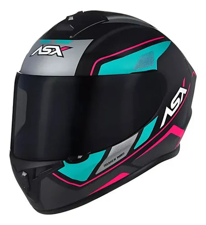 Capacete ASX Draken Wind Preto Azul Rosa Fosco