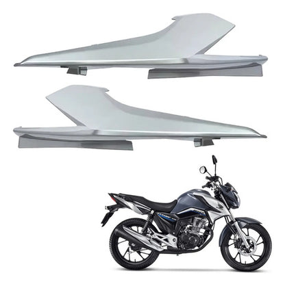 Par de Rabetas Laterais Paramotos Honda Cg 160 Titan 2022 a 2024 Prata Iron Nail