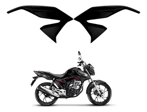 Par de Aletas Abas do Tanque Paramotos Honda Cg 160 Titan 2022 a 2024 Preto Fosco