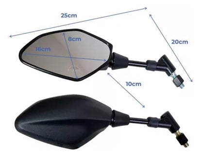 Par de Retrovisores GVS Giro 360 Yamaha Lander Ténéré Fazer 250 Mt-03 Mt-07 Mt-09 Lente Convexa Fumê