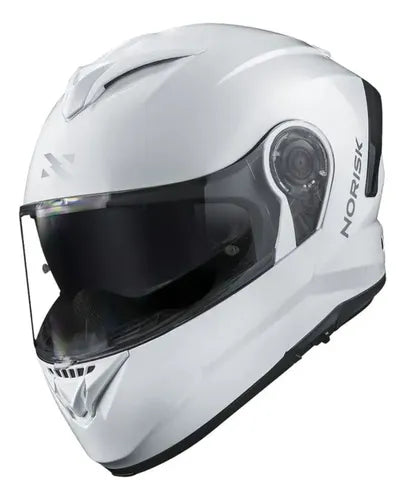 Capacete Escamoteável Norisk Force II Solid com Óculos Solar Interno Branco Brilhante Tamanho 58/M