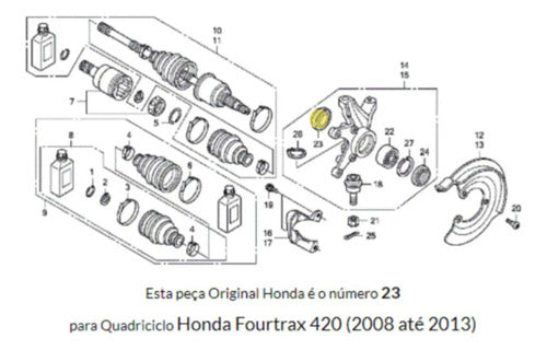 Retentor Interno da Roda Dianteira Iron Honda Trx 420 Fourtrax 2008 a 2013