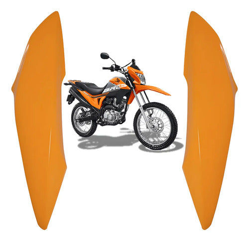 Par de Abas do Tanque Paramotos Honda Bros 160 2015 a 2021 Laranja