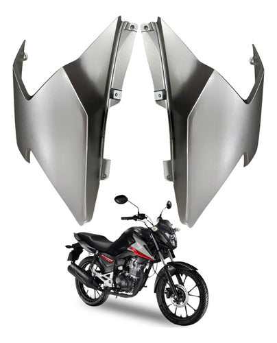 Par de Aletas Abas do Tanque Paramotos Honda Cg 160 Titan 2025 em diante Cinza Fosco