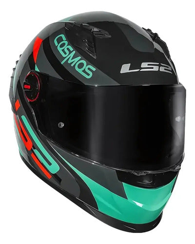 Capacete LS2 FF358 Pro Modok com Spoiler Preto Verde Laranja Brilhante