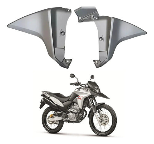 Par de Aletas Abas do Tanque Inferiores Paramotos Honda Xre 300 2013 a 2015 Prata Fosco