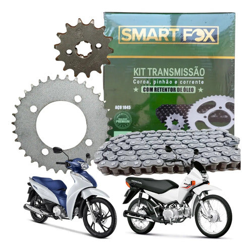 Kit Relação Smartfox com Retentor Honda Pop 100 Biz 125 428OH 106L 34/14T