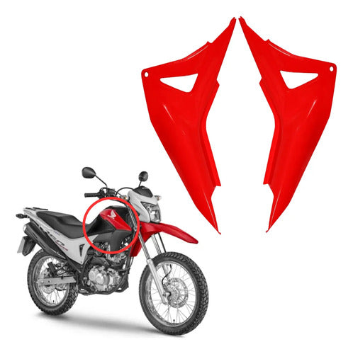 Par de Guias de Ar Abas do Tanque Paramotos Honda Bros 160 2015 a 2021 Vermelho