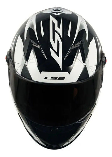 Capacete LS2 FF358 Draze Preto Branco Brilhante Tamanho 56/S