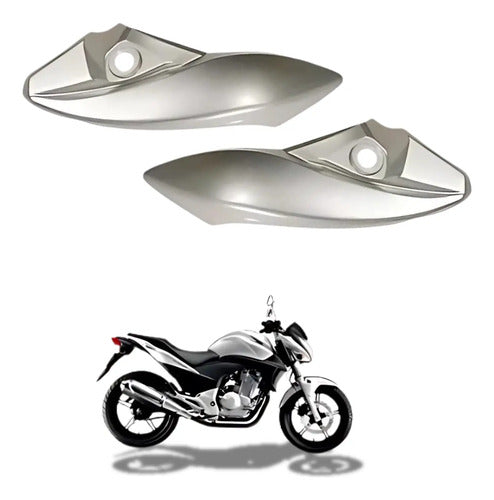 Par de Carenagens Laterais do Farol Paramotos Honda Cb 300r 2009 em diante Prata