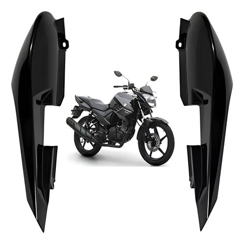 Par de Rabetas Laterais Paramotos Yamaha Fazer 150 2014 a 2019 Preto Brilhante