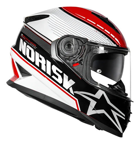 Capacete Norisk FF302 Soul II Grand Prix Japão com Óculos Solar Interno Branco