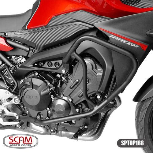 Protetor de Motor com Pedaleira Scam Yamaha Tracer 900 2017 a 2018 Preto Fosco