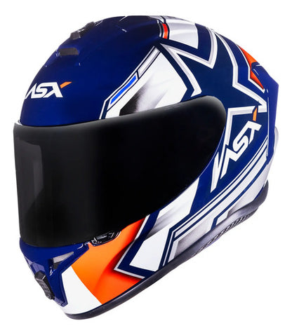 Capacete ASX Draken Pilot Azul Branco Vermelho Brilhante