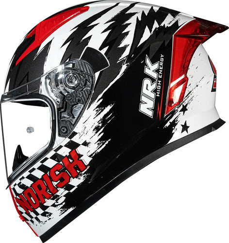 Capacete Norisk Flow Daytona com 2 Viseiras e Spoiler Branco Vermelho