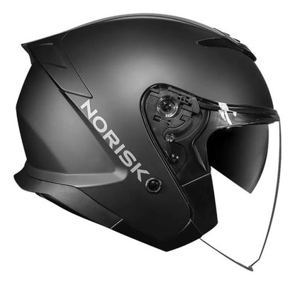 Capacete Aberto Norisk City Solid com Óculos Solar Interno Preto Fosco