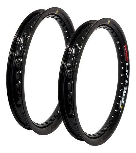 Par de Aros de Roda Aero Slim Monaco Honda Bros 160 Xre 190 19x70 2.15 e 17x70 2.15 Preto Brilhante