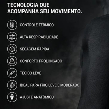 Blusa Térmica Segunda Pele Curtlo Thermoskin Gola Alta com Meio Zíper Feminina Preto