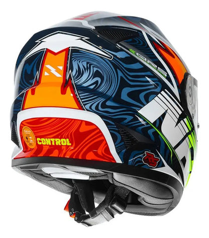 Capacete Norisk FF302 Soul II Control com Óculos Solar Interno Azul Laranja Brilhante Tamanho 58/M