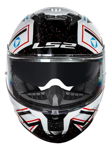 Capacete LS2 FF808 Stream II Maze com Óculos Solar Interno Branco Preto Brilhante