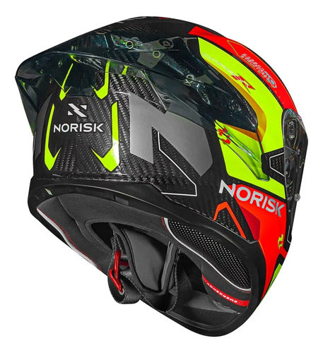 Capacete Norisk Carbon R Rider com 2 Viseiras e Spoiler Laranja Amarelo