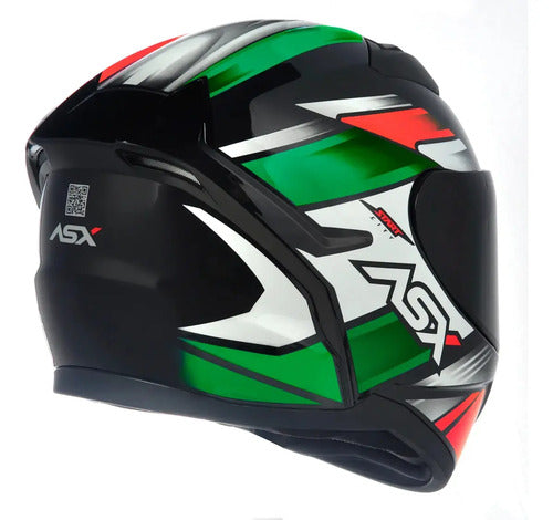 Capacete ASX City Start Branco Vermelho Verde Brilhante