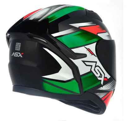 Capacete ASX City Start Branco Vermelho Verde Brilhante