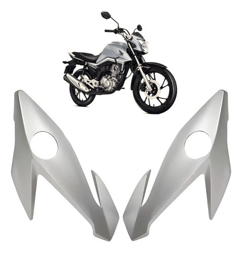 Bananinha Par de Carenagens Laterais do Farol Paramotos Honda Cg 160 Titan Fan 2022 a 2024 Prata