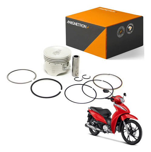 Kit Pistão com Anéis Magnetron Honda Biz 125 2009 a 2023 0,50 mm