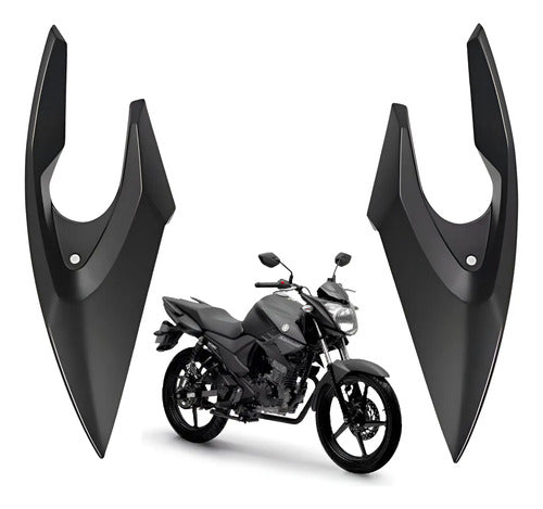 Par de Carenagens Laterais do Farol Paramotos Yamaha Fazer 150 2020 a 2024 Preto Fosco