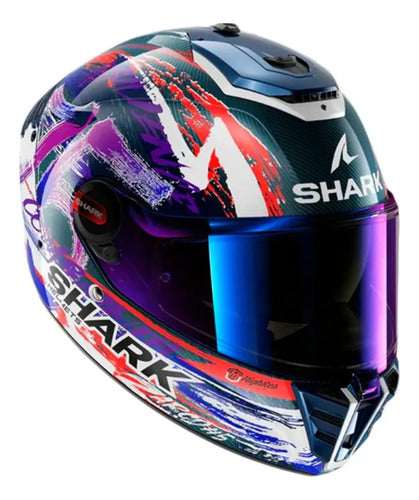 Capacete Shark Spartan RS Carbon Zarco Signature Branco Roxo Brilhante