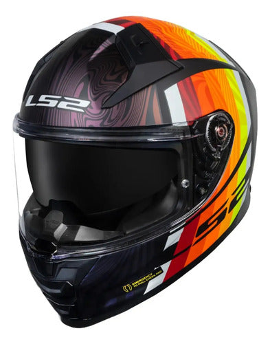 Capacete LS2 FF811 Vector II Freedom com Óculos Solar Interno Preto Laranja Fosco