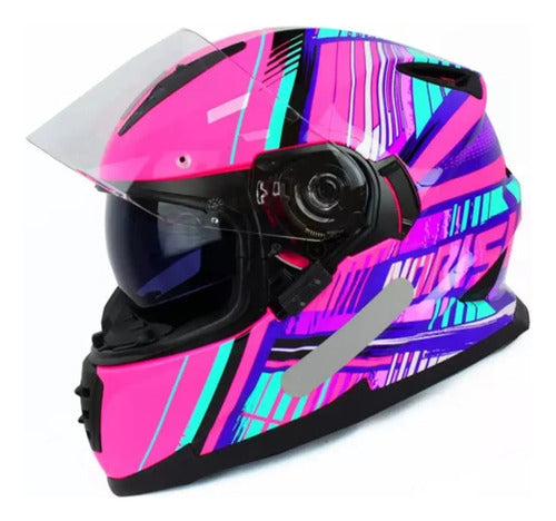 Capacete Norisk FF302 Advance com Óculos Solar Interno Rosa Brilhante Tamanho 60/L