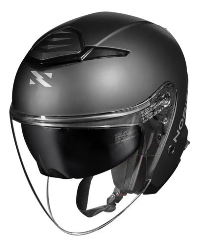 Capacete Aberto Norisk City Solid com Óculos Solar Interno Preto Fosco
