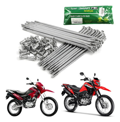 Jogo de Raios Dianteiro Smartfox Honda Bros 150 160 Xre 190 3,5 mm Cromado