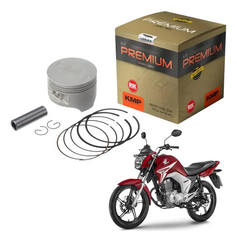 Kit Pistão com Anéis KMP Premium Honda Cg 150 Titan Fan 2004 a 2015 Bros 150 2006 a 2015 4,00 mm