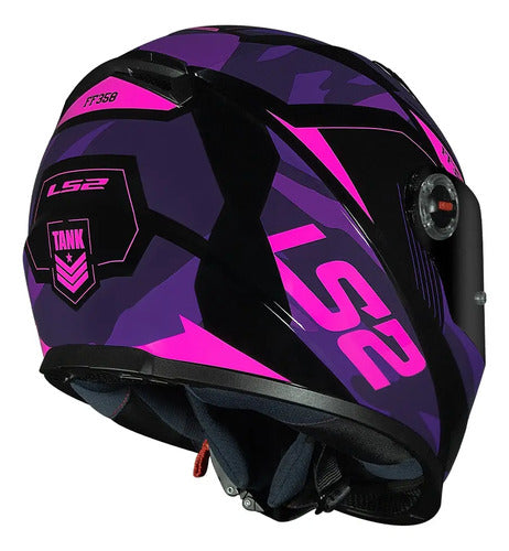 Capacete LS2 FF358 Tank Preto Roxo Brilhante