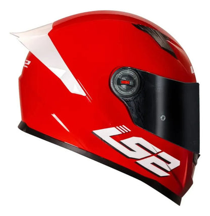 Capacete LS2 FF358 Classic S Solid com Spoiler Vermelho Brilhante